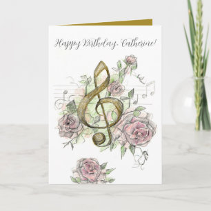 Happy Birthday Musiknote Violinschlüssel Rosen Ben Karte