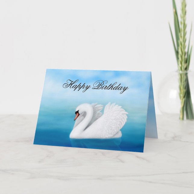 Happy Birthday Mute Swan Card Karte (Vorderseite)