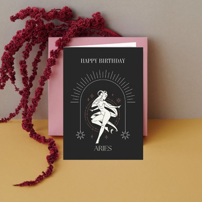 Happy Birthday Mystic Aries Zodiac Horoskop Card Einladung (Happy Birthday Mystic Aries Zodiac Horoscope Card)