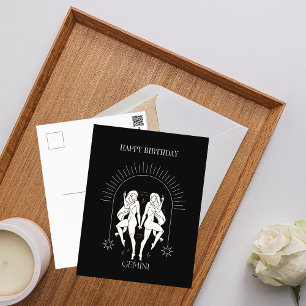Happy Birthday Mystic Gemini Zodiac Horoskop Postkarte