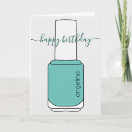 Happy Birthday Nail polish art aquamarin Card Karte
