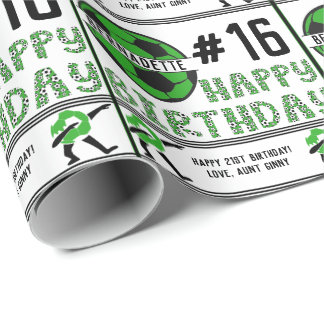 Happy Birthday Name Age Sentiment Fußball Sport Geschenkpapier