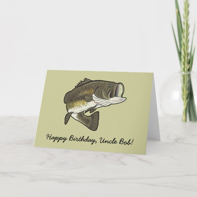Happy Birthday Name Anpassbare Big Mouth Bass Karte (Vorderseite)