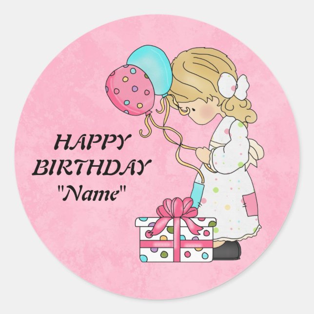Happy Birthday Name Aufkleber (Vorderseite)