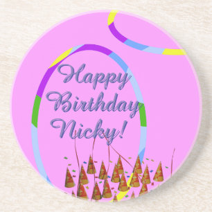 Happy Birthday Name Getränkeuntersetzer