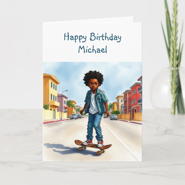 Happy Birthday (Name hinzufügen) | Junge auf dem F Karte (Vorderseite)