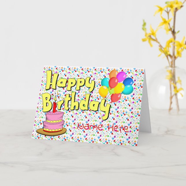 Happy Birthday/Name Karte (Gelbe Blume)