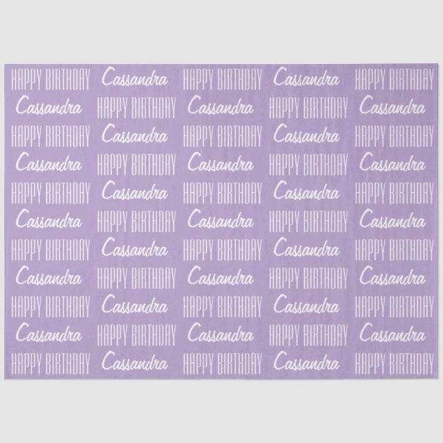 Happy Birthday Name Lavender Tissue Paper Seidenpapier (Vorderseite)