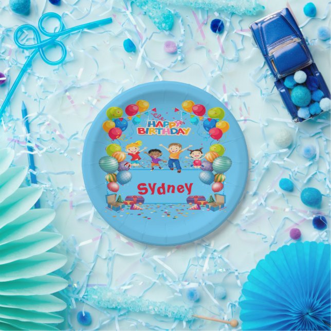 Happy Birthday Name Party Paper Plate 2,5 cm Pappteller (Party)