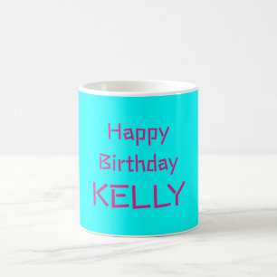 Happy Birthday Name Rosa Türkis Kaffeetasse