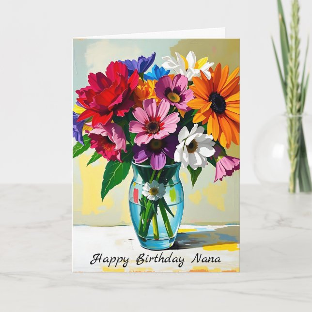 Happy Birthday Nana | Floral Karte (Vorderseite)