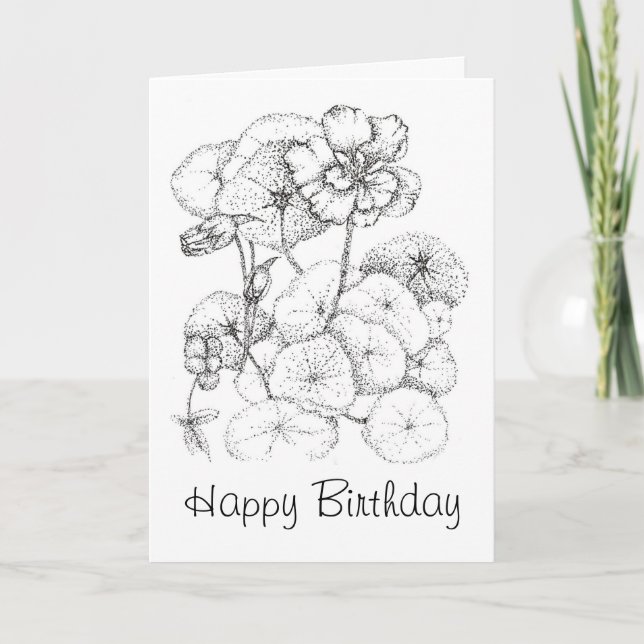 Happy Birthday Nasturtium Blume Zeichne Kunst Karte (Vorderseite)