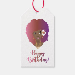 Happy Birthday Natural Beauty Festival Afro Geschenkanhänger