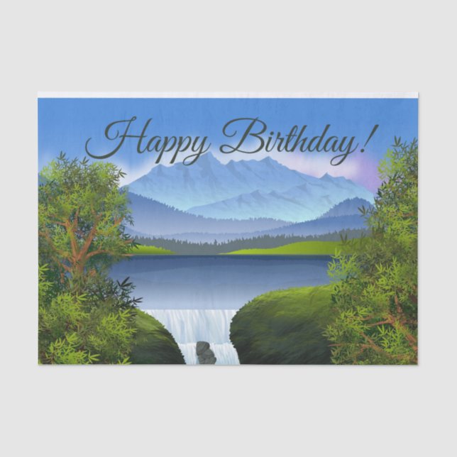 Happy Birthday Naturel Bergwelt Bergsee-Zauber Seidenpapier (Vorderseite)