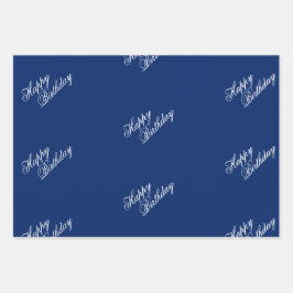 Happy Birthday Navy Wrapping Paper Sheets Geschenkpapier Set