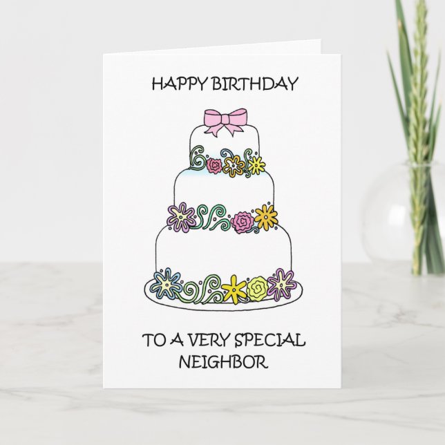 Happy Birthday Neighbor American Spelling Karte (Vorderseite)