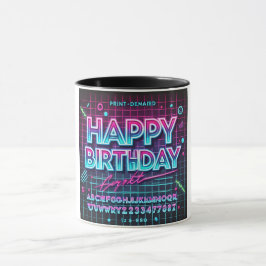 Happy Birthday Neon Glow Vibes Tasse