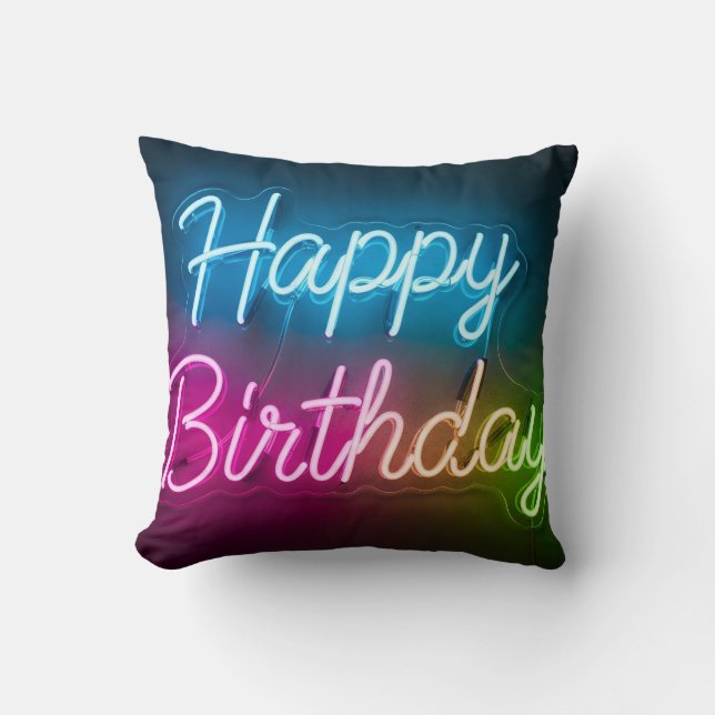 Happy Birthday Neon lamp Kissen (Vorderseite)