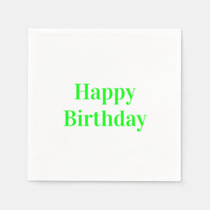 "Happy Birthday" neongrünes weißes Party Serviette