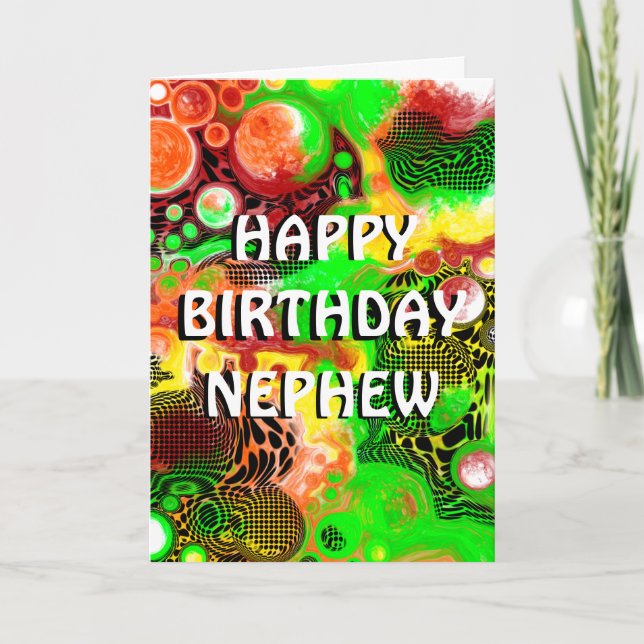 Happy Birthday Nephew | Abstrakte Kunst Karte (Vorderseite)
