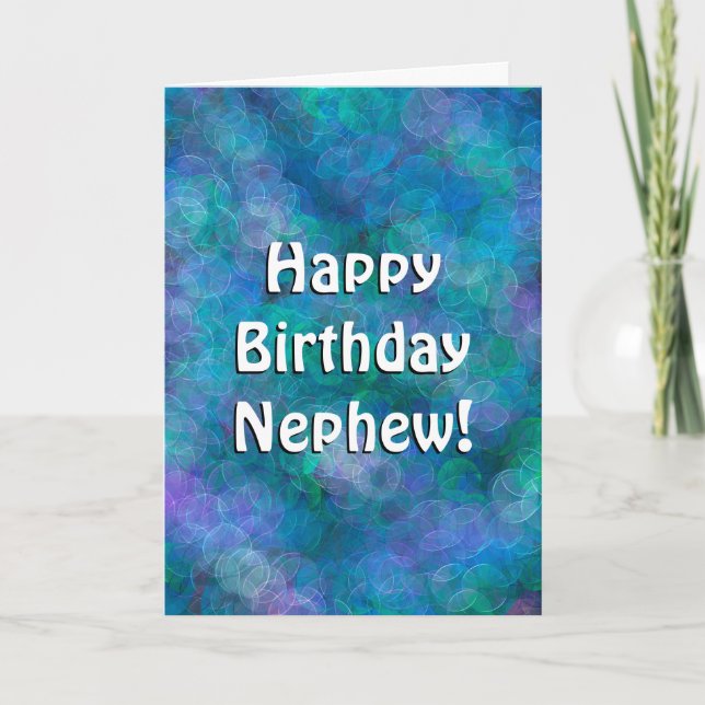 Happy Birthday Nephew | Blaue Blasen Karte (Vorderseite)