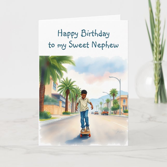 Happy Birthday Nephew | Junge auf dem Fahrrad in d Karte (Vorderseite)