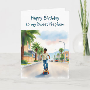 Happy Birthday Nephew   Junge auf dem Fahrrad in d Karte