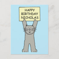 Happy Birthday Nicholas Cartoon Cat
