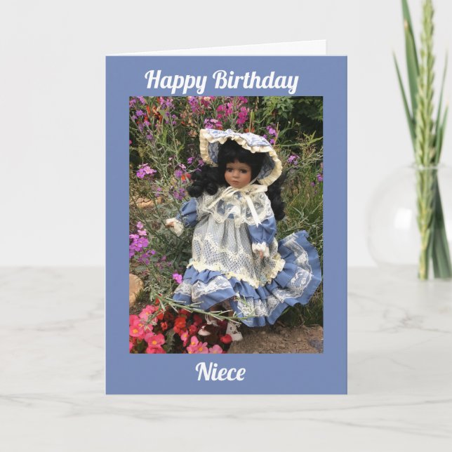 Happy Birthday niece  Black doll 3 Karte (Vorderseite)