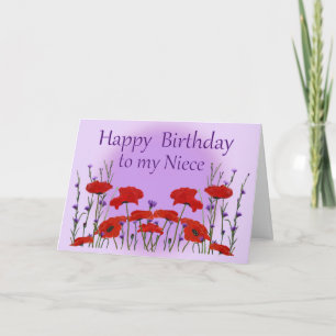 Happy Birthday Niece, Field of Poppies Karte