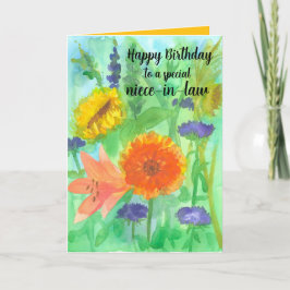 Happy Birthday Niece in Law Sunflower Garden Karte