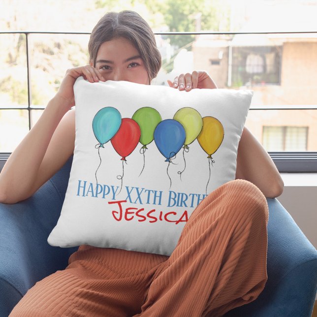 Happy Birthday Niedlich Balloons Custom Kissen (Colorful whimsical birthday balloons custom pillow.)