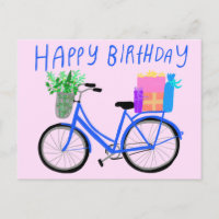 HAPPY BIRTHDAY Niedlich Blue Bicycle Custom