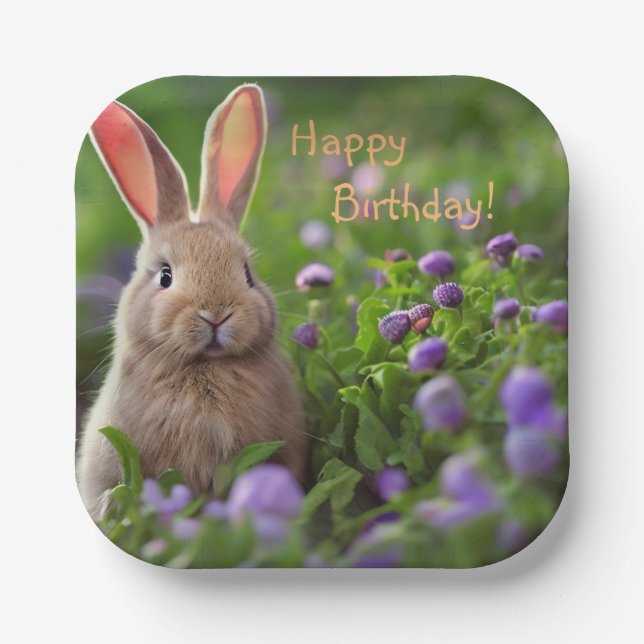 Happy Birthday Niedlich Bunny Paper Teller (Vorderseite)