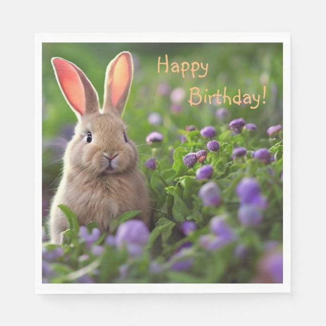 Happy Birthday Niedlich Bunny Serviette (Vorderseite)