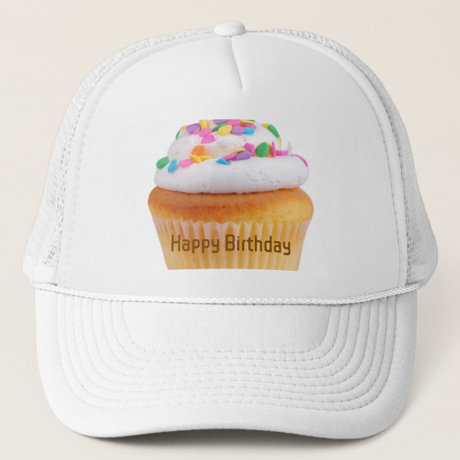 Happy Birthday Niedlich Cake verziert farbenfrohe  Truckerkappe (Vorderseite)