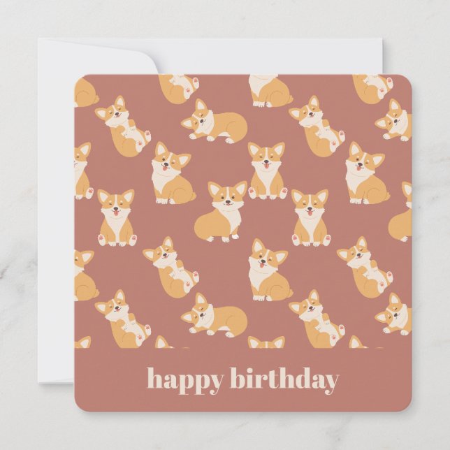 Happy Birthday Niedlich Corgi Muster für Hund Love Einladung (Vorderseite)