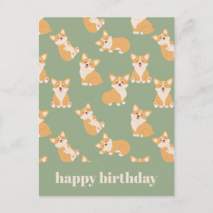 Happy Birthday Niedlich Corgi Muster für Hund Love Postkarte