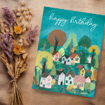 HAPPY BIRTHDAY Niedlich Country Village Illustrati Postkarte<br><div class="desc">Diese Geburtstagskarte mit handgefertigten Kunstwerken können Sie individuell anpassen. Klicken Sie anschließend auf "Bearbeiten mit dem Designwerkzeug", um die Schriftart, Farben und Einstellungen anzupassen. Karo meinen Shop für mehr oder lass mir wissen, wenn Sie etwas Angewohntes wollen! Auch als digitaler Download verfügbar, damit Sie per E-Mail senden und Porto gerettet...</div>