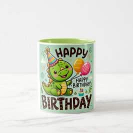 Happy Birthday Niedlich Dino Roar Zweifarbige Tasse