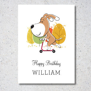 Happy Birthday Niedlich Dog Puppy Kick Scooter Car