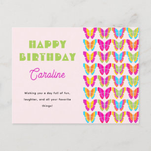 Happy Birthday Niedlich farbenfrohe Schmetterlinge Postkarte