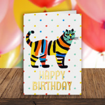 Happy Birthday Niedlich farbenfrohe Tiger Cat Blan