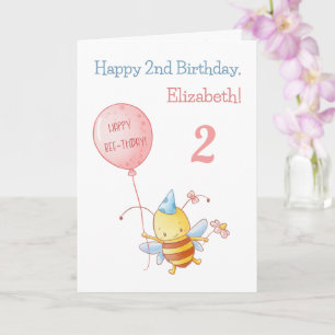 Happy Birthday Niedlich Flying Bee mit Balloon Karte