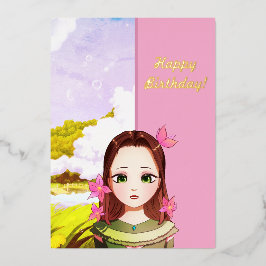 Happy Birthday Niedlich Girl Anime Einladung