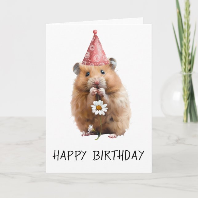 Happy Birthday Niedlich Hamster Karte (Vorderseite)