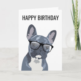 Happy Birthday Niedlich Hund | Blauer/Grauer Bulld Karte