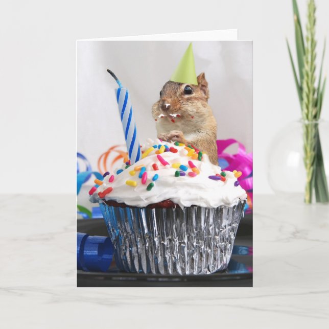 Happy Birthday Niedlich Little Chipmunk Karte (Vorderseite)