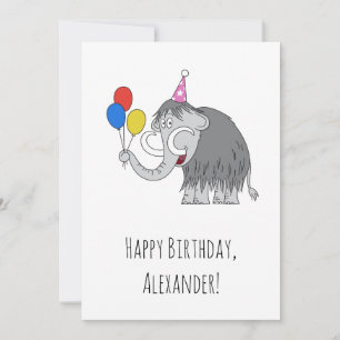 Happy Birthday Niedlich Mammoth Balloons Postcard