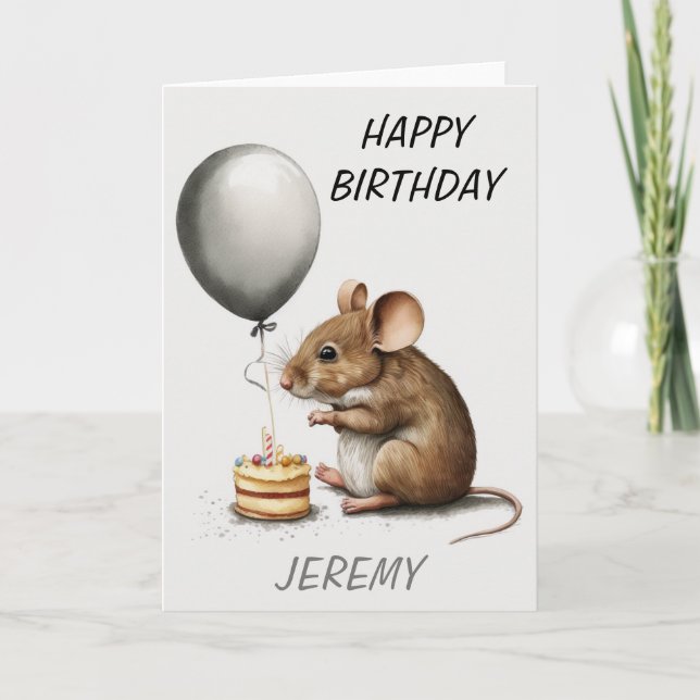 Happy Birthday Niedlich Mouse Personalisiert Karte (Vorderseite)